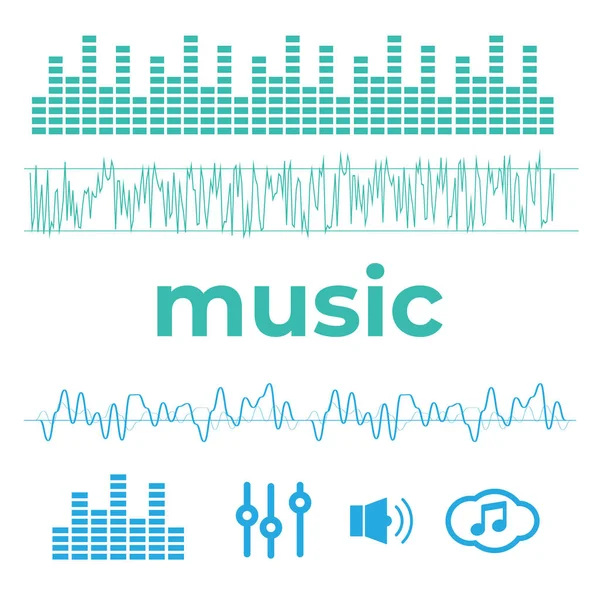 Ses Dalgaları Müzik Teknolojisi Müzik Seti Dengeleyici Ses Dalgası Formu — Stok Vektör
