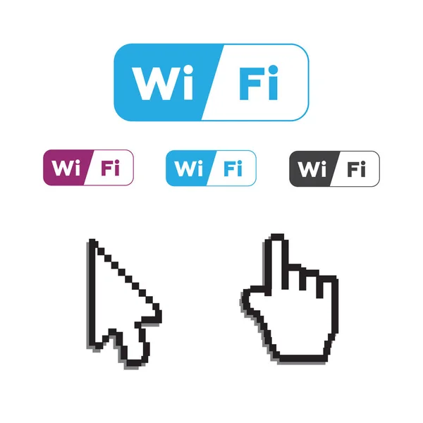 免费无线网络图标和 Wifi 应用程序和手箭 Web 光标向量 — 图库矢量图片