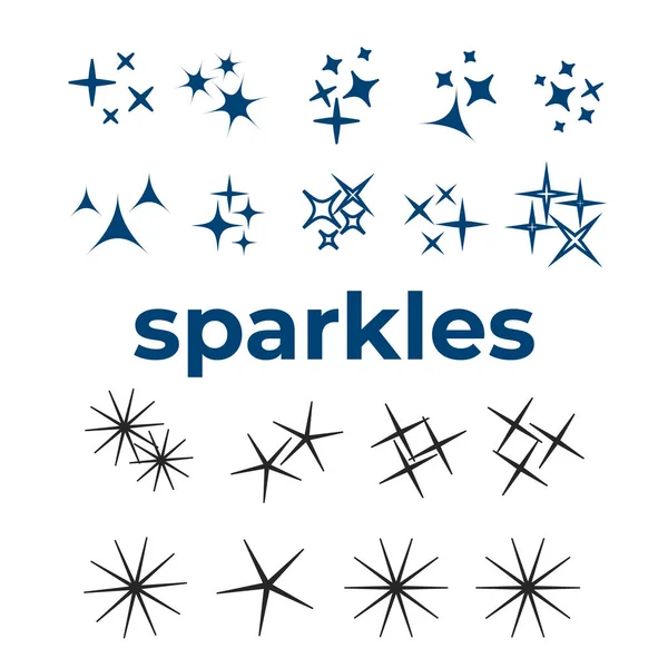 Sparkles Icon Set Star Element Sparkle Lights Vector — Stock Vector