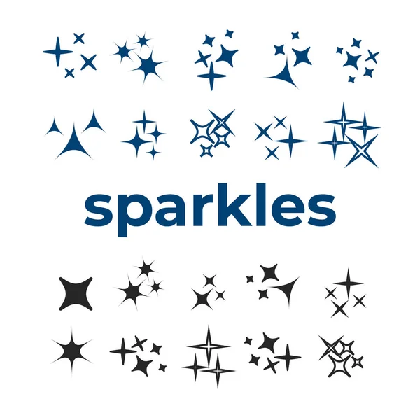 Sparkle Lights Stars Set Glowing Light Effect Star — Stock Vector