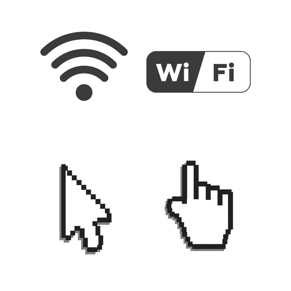 Iconos Gratis Aplicaciones Wifi Vector Cursor Web Flecha Mano — Vector de stock