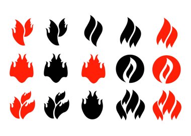 Simgeler ateş, alev illüstrasyon set vektör ateş