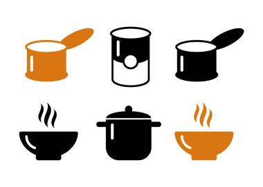 Çorba yemek izole simgesi. Çorba simgeler kümesi vektör