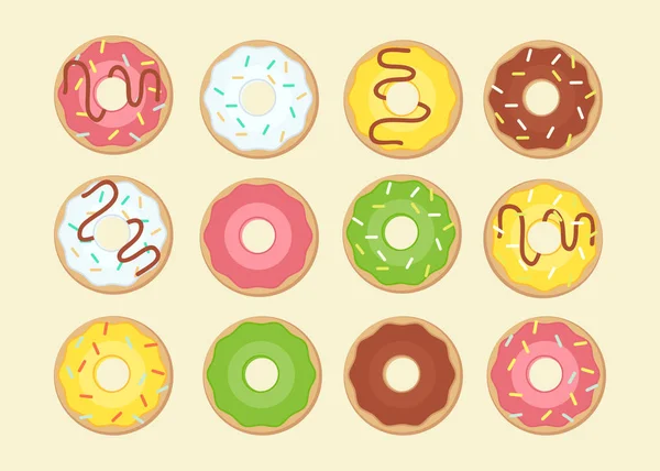 Donut Vektor Donuts Flache Illustration Donuts Isolierte Ikone — Stockvektor