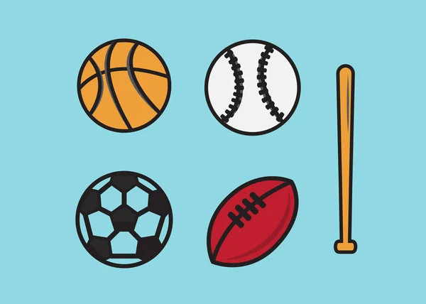 Sports Balls Cartoon Ball Set Soccer Rugby Basketball Football Balls — Stock Vector