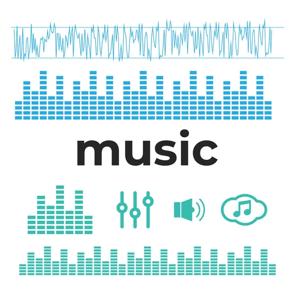 Vektör Sesi Soundwave Müzik Ikonları Radyo Dalgası Vektörü — Stok Vektör