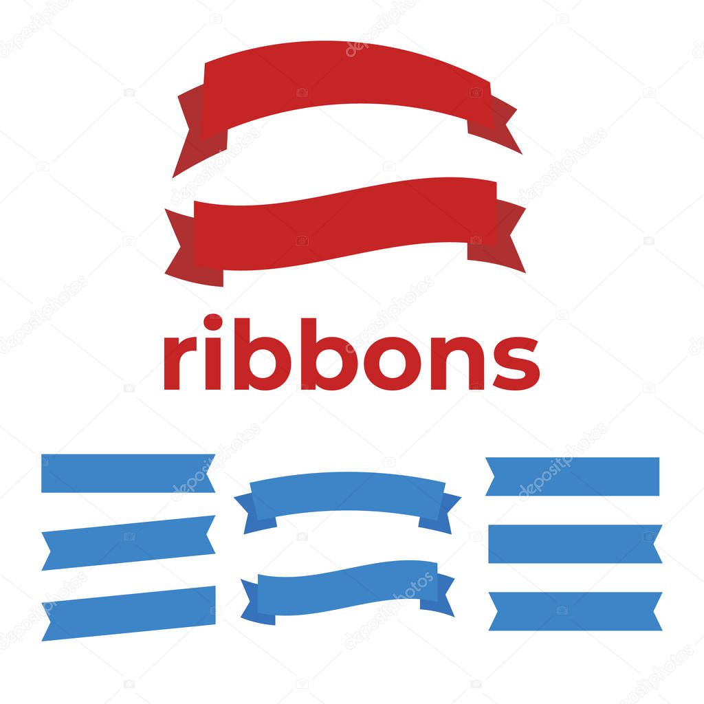 Set of ribbons for anniversary. Banner ribbon vector