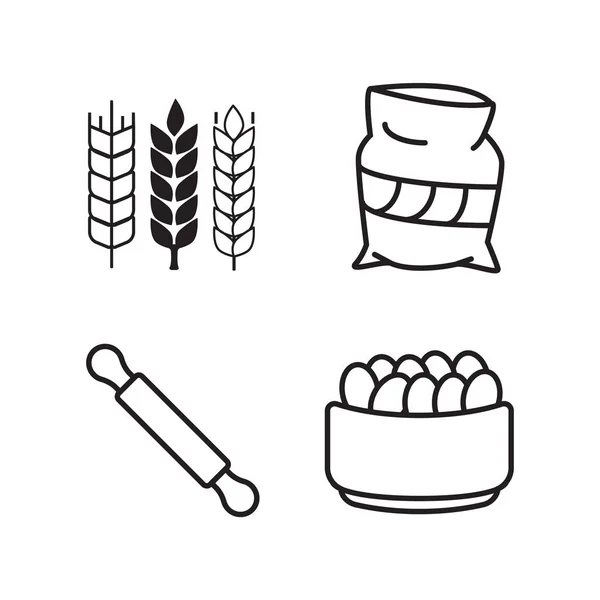 Выпечка Пищевых Ингредиентов Набор Кухонных Инструментов Выпечка — стоковый вектор