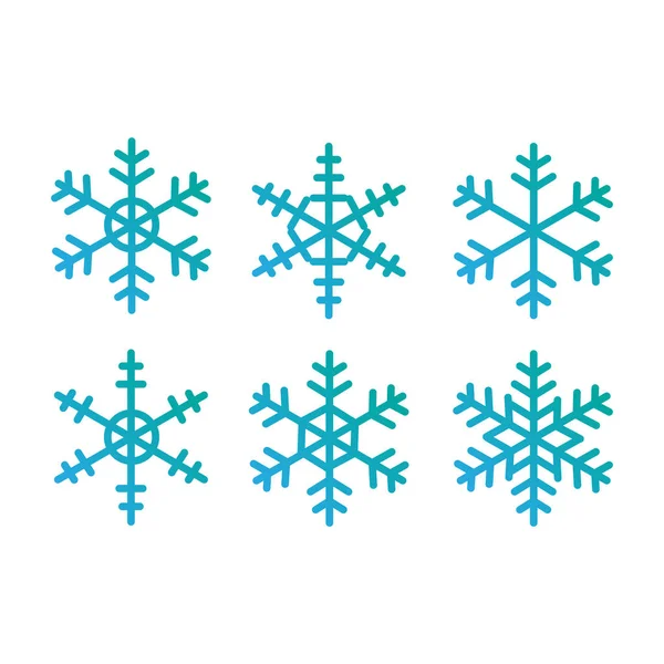 Set Fiocchi Neve Vettoriali Colorate Icone Vettoriali Fiocchi Neve Raccolta — Vettoriale Stock