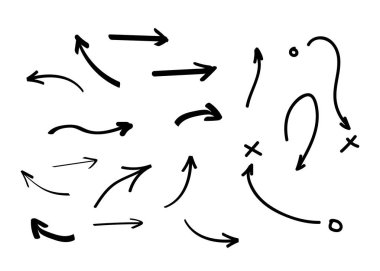 El çizilmiş oklar. Oklar karalama seti