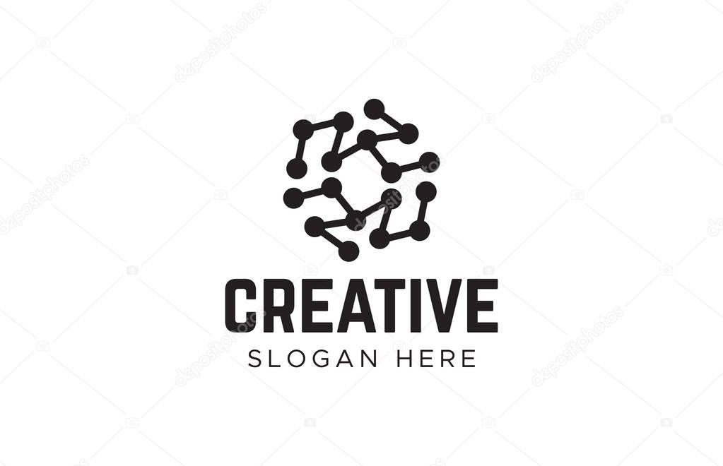 Creative brain abstract vector logo. Brainstorm logo vector