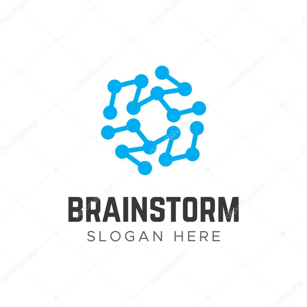 Abstract brain logotype. Globe idea vector logo