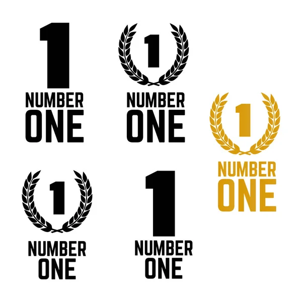 Nummer Één Retro Labels Set Van Één Nummer Logo Eerste — Stockvector