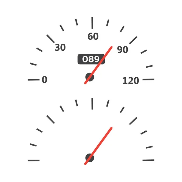 Compteur Vitesse Voiture Avec Échelle Niveau Vitesse Tableau Bord Élément — Image vectorielle