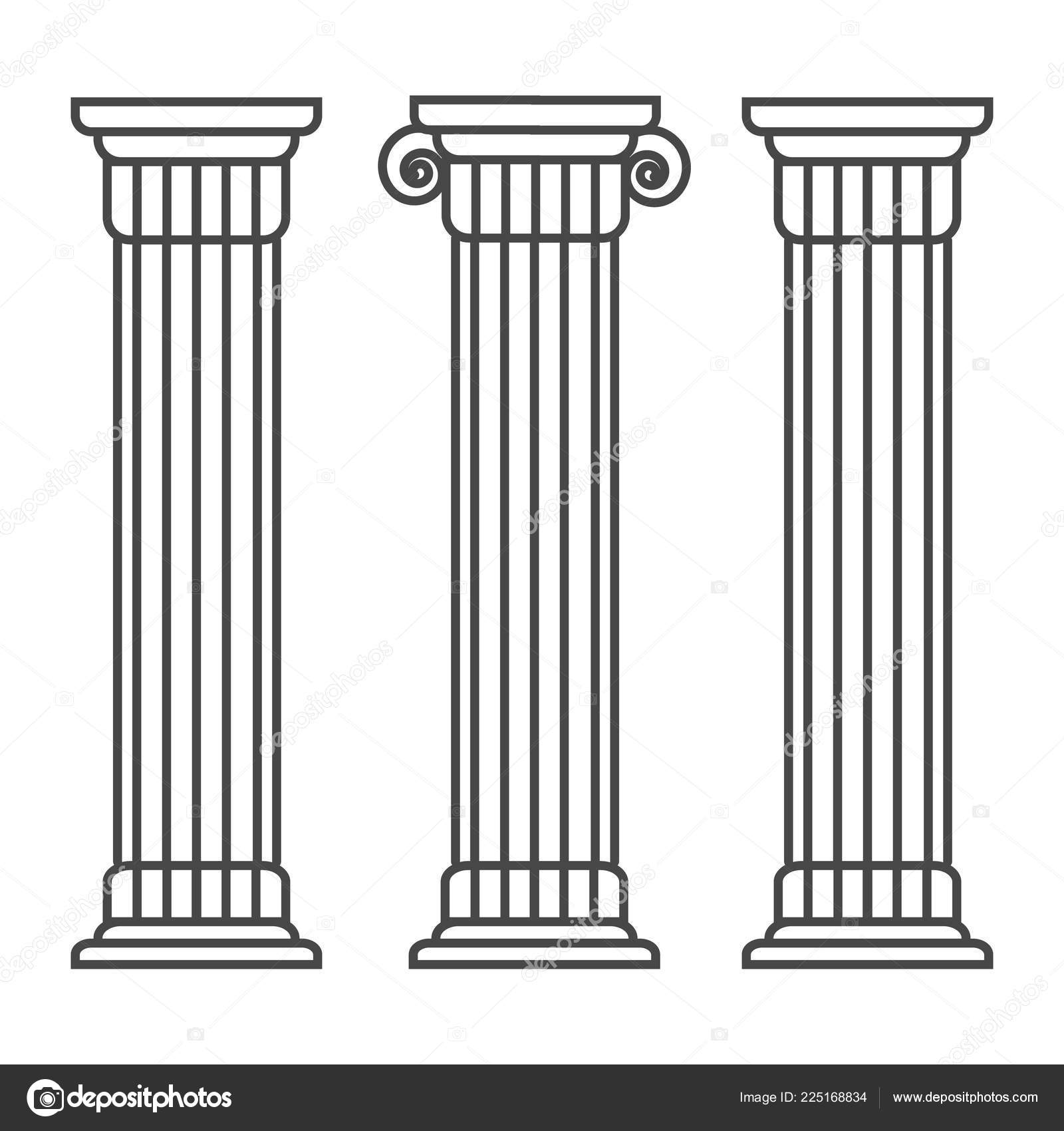 Greek Roman Pillar Outline Vector Pillar Illustration Architecture