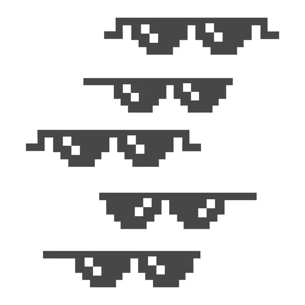 Vtipné Pixelované Sluneční Brýle Ikona Vektoru Slunečních Brýlí Stylu 8Bit — Stockový vektor