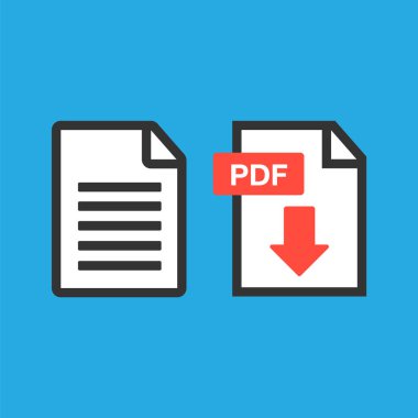 PDF dosya indirme simgesi. Belge metni, sembol ağı. Belge simgesi ayarlandı
