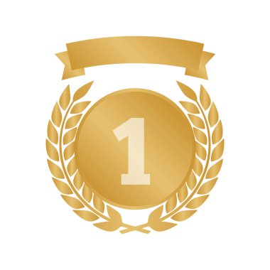 Altın Kalkanlar defne rozeti koleksiyonu. Altın madalya vektör illüstrasyonu.