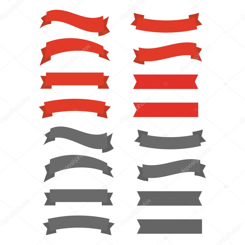 Vector red ribbons. Ribbon banner promotion vector illustration.