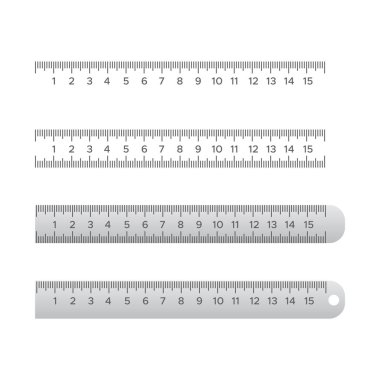 Metallic school rulers. Ruler centimeter, millimeter, decimeter vector illustration clipart