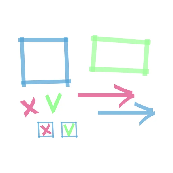 Markeerstift Merken Strepen Beroertes Frames Tekstballonnen Kruisen Teken Pijlen Vector — Stockvector
