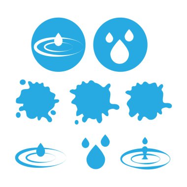 Su simgeler kümesi. Aqua damla öğe vektör çizim