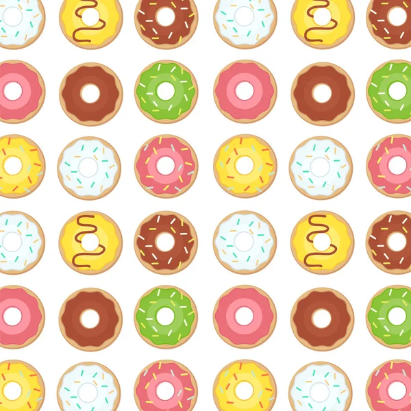 Donut Dessert Hintergrund Donuts Muster Donut Bäckerei Leckere Vektor Illustration — Stockvektor