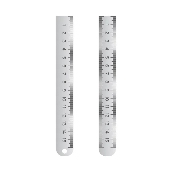 Metalliska Skolhärskare Härskare Centimeter Millimeter Decimeter Vektor Illustration — Stock vektor