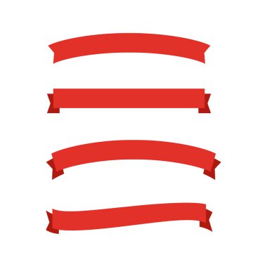 Yıldönümü için kurdeleler. Pankart ve fiyonk kırmızı bantla izole