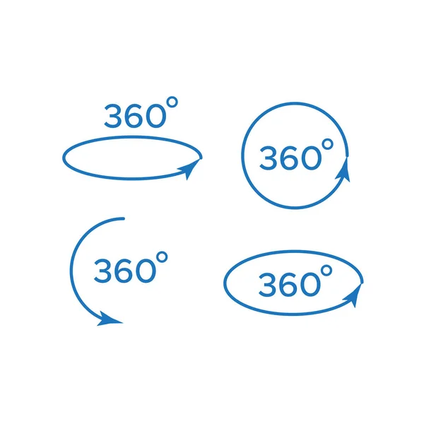 Angle vecteur 360 degrés. Flèche pivoter signes 360 — Image vectorielle