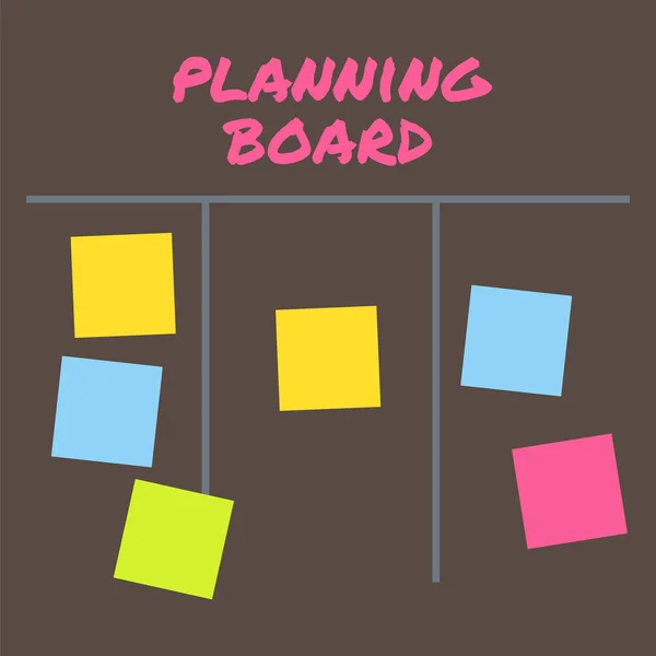 Process Planning Board Color Sticky Notes Board Colored Note Sticker — Stock Vector