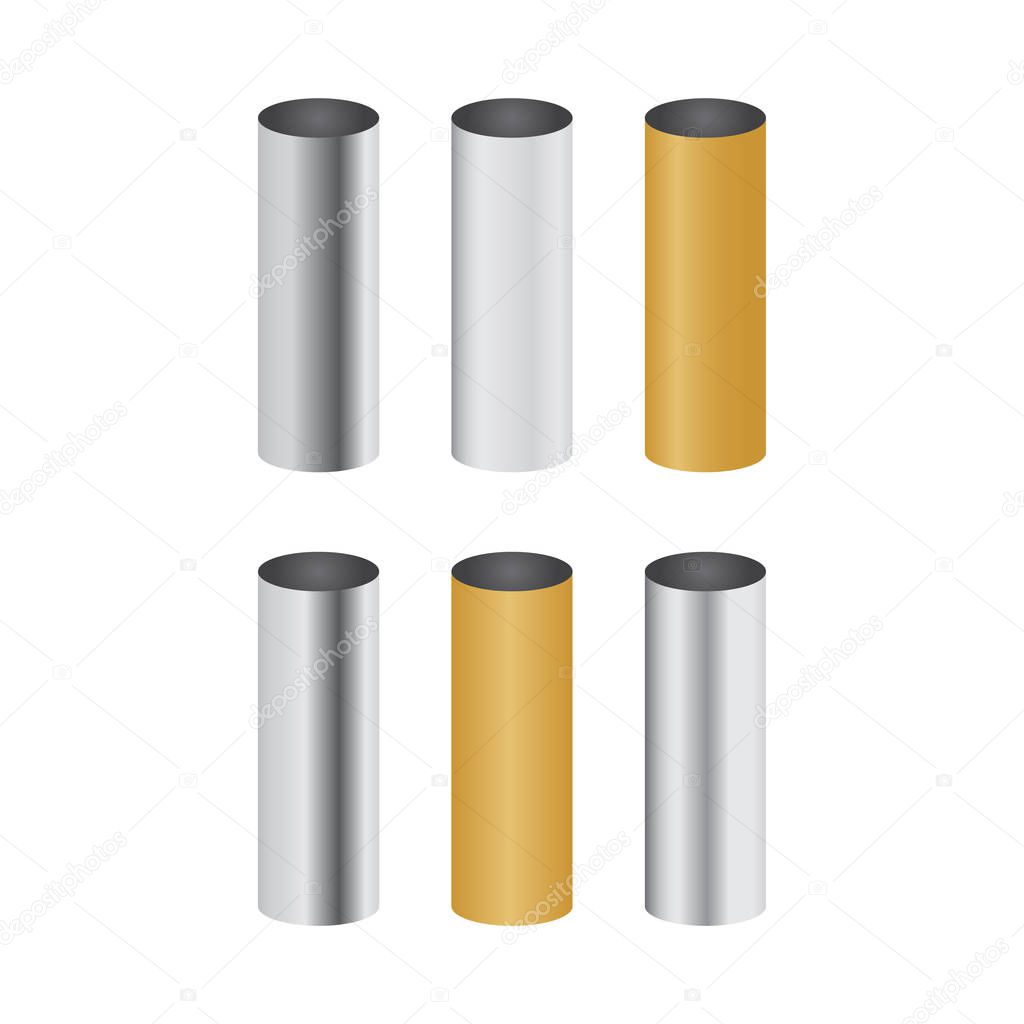 Chrome metal polished gradients. Pipe vector set