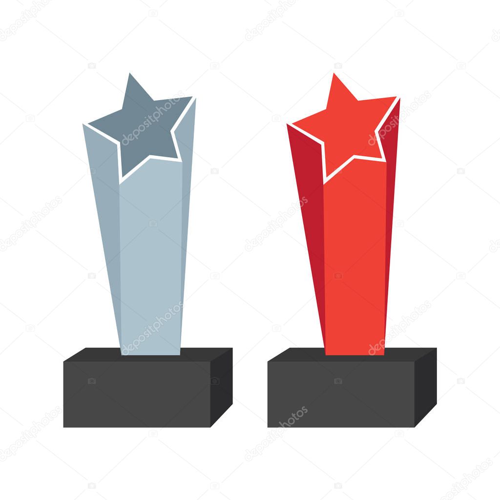 Realistic glass trophy awards. Trophy awards vector