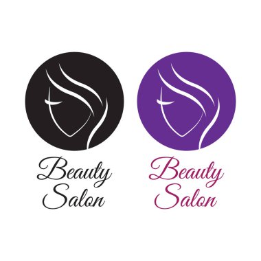 Kuaför salonu için güzel kadın yüzü logosu şablonu. Logo saç şablonu
