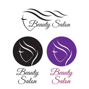 Kuaför salonu vektörü için güzel kadın yüzü logo şablonu
