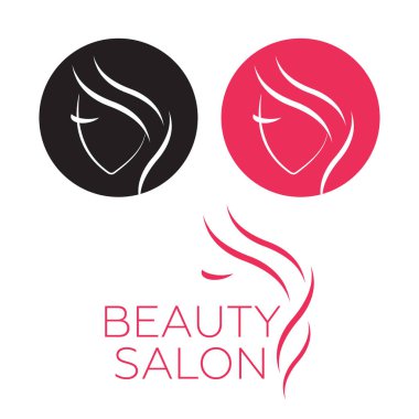Kuaför salonu için güzel kadın vektör logosu şablonu. Logo vektörü kozmetik prosedürleri, spa merkezi