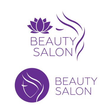 Kuaför salonu için güzel kadın logosu şablonu, güzellik salonu, kozmetik. Arka plan kuaför salonu