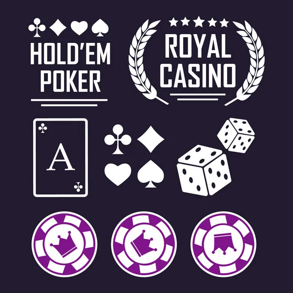 Şanslı yedi ikramiye. Kumarhane vektör işareti ayarlandı. Poker kulübü logosu