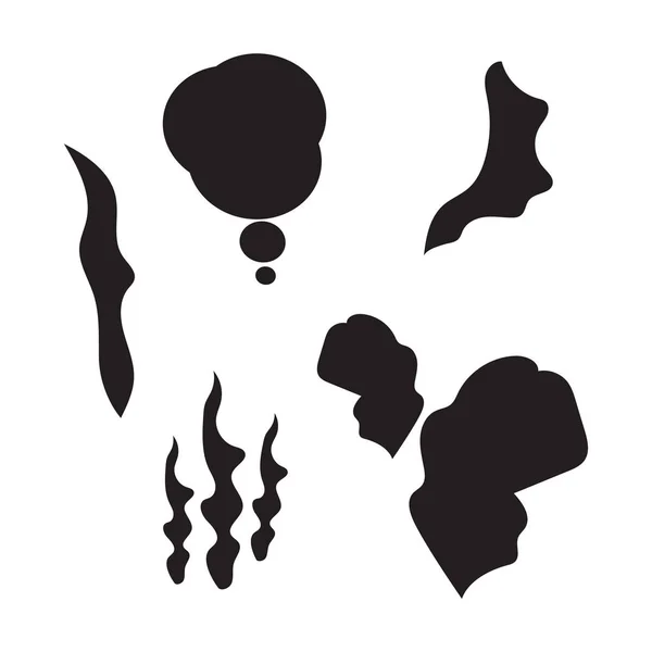 Smoke Steam Icons Smoking Clouds Vector Signs — Stock Vector