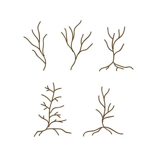 Vieux Arbres Sombres Icônes Arbres Forestiers Morts Illustration Vectorielle Arbre — Image vectorielle