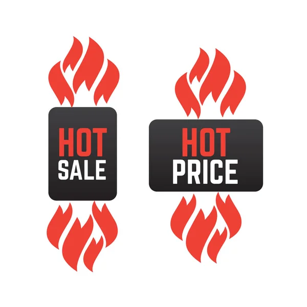 Etiketleri Ateş Sıcak Satış Fiyat Etiketi Sıcak Fırsat Etiket Teklif — Stok Vektör
