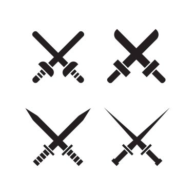 Kılıç vektör simgeler. Çapraz kılıç sembollerin set
