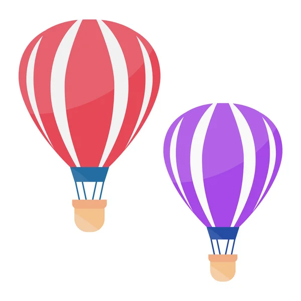 Hőlégballonok Beállítva Légballon Sík Vektor — Stock Vector