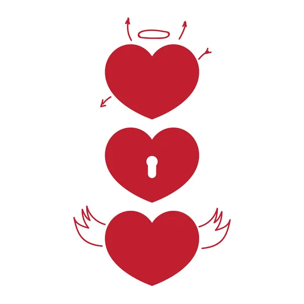 Iconos Simples Del Corazón Conjunto Ilustración Vector Corazones Rojos — Vector de stock