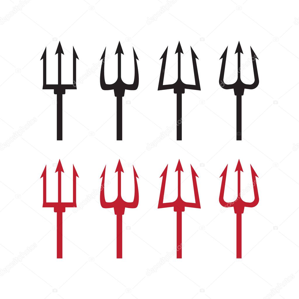 Trident silhouette pitchfork weapon. Devil trident vector illustration