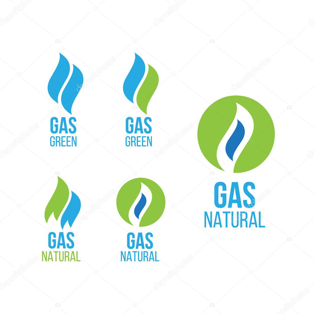 Gas logo. Energy industry green gas logotype