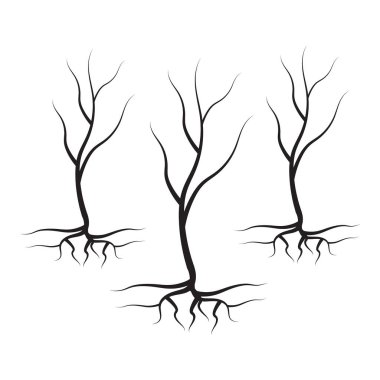 Vektör ağacı logosu. Yaprak vektör silueti olan ağaç