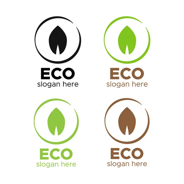 Nature Logo Set Logo Fresh Badge Green Leaf Vector — Stock Vector