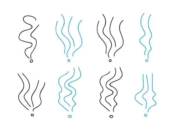 Smoke Geur Spiraal Tekenen Set Rook Vectorillustratie Elementen — Stockvector