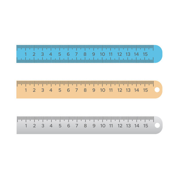 Metric inch rulers set. Metric and inch scale vector